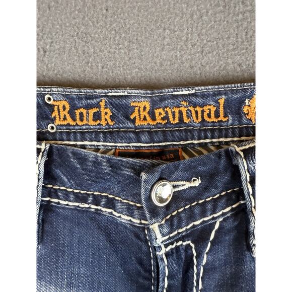 Rock Revival Hettie Crop Straight Stretch 29 Casual Blue Jeans Rhinestone - Picture 3 of 9